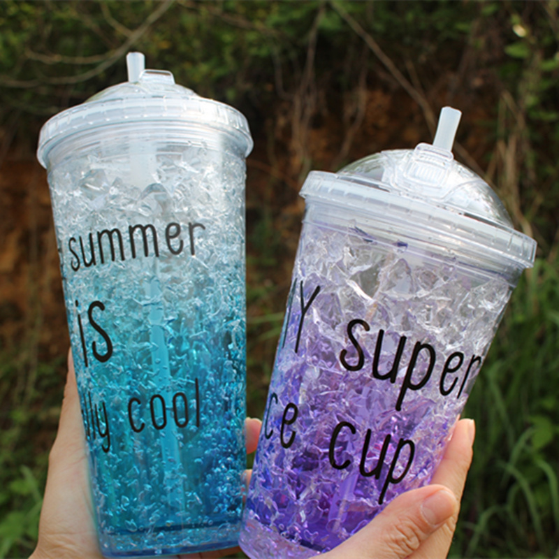 龙猫450毫升平盖绿色夏日碎冰杯奶茶水杯冰酷杯随手杯女学生韩版制冷