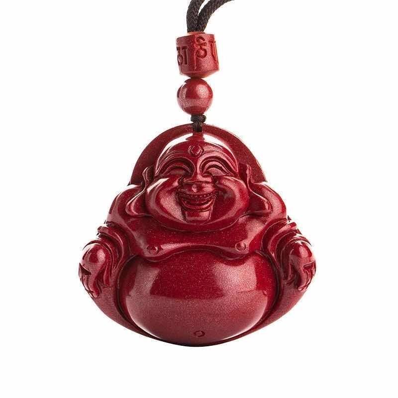 天然原矿朱砂弥勒佛吊坠女士项链吊坠男款紫砂佛像吉祥吊坠吊坠款小号