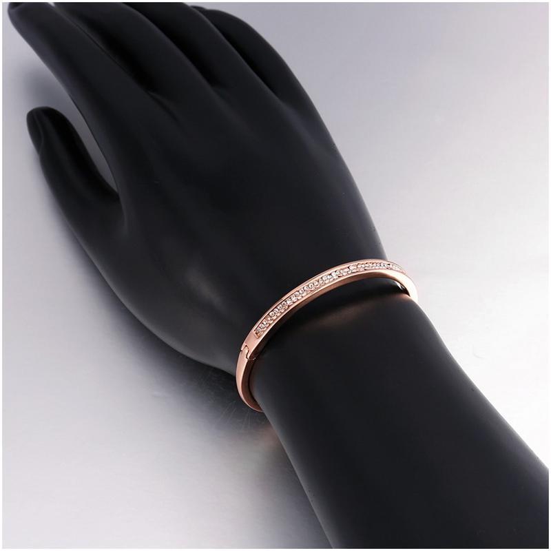 Z001 Women Gold Bracelet 女士水晶手镯镀18K玫瑰金日韩首饰配饰送女朋友七夕情人节礼物
