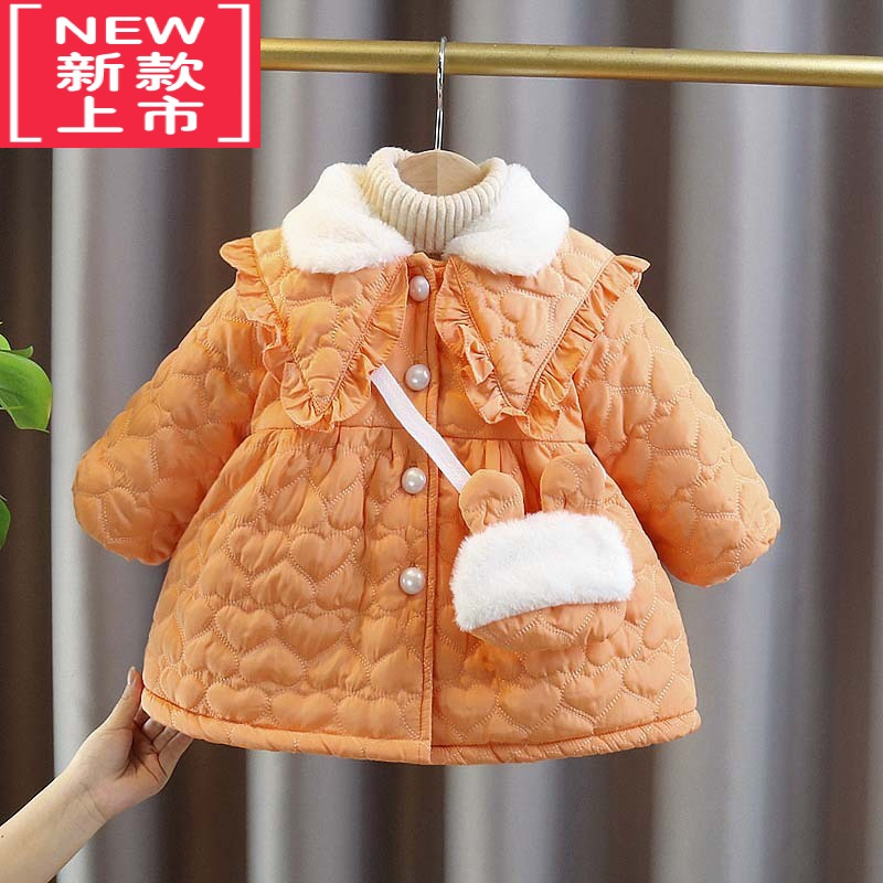 可莉允女童棉服冬装2022新款洋气周岁女宝宝礼服冬季外套婴儿童棉衣棉袄