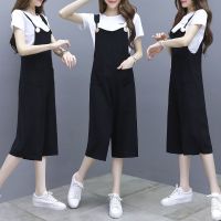 2021哺乳装外出时尚孕妇套装辣妈款夏装喂奶衣产后喂奶衣服两件套 白色上衣+黑色吊带[常规款] S