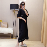 莫代尔睡裙女夏长款2020年新款薄款性感睡衣孕妇大码家居服带胸垫