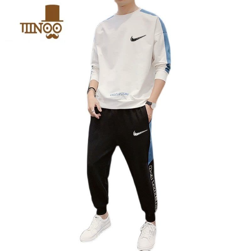 YANXU长袖t恤男士新款潮牌搭配帅气套男装休闲运动卫衣套装图片