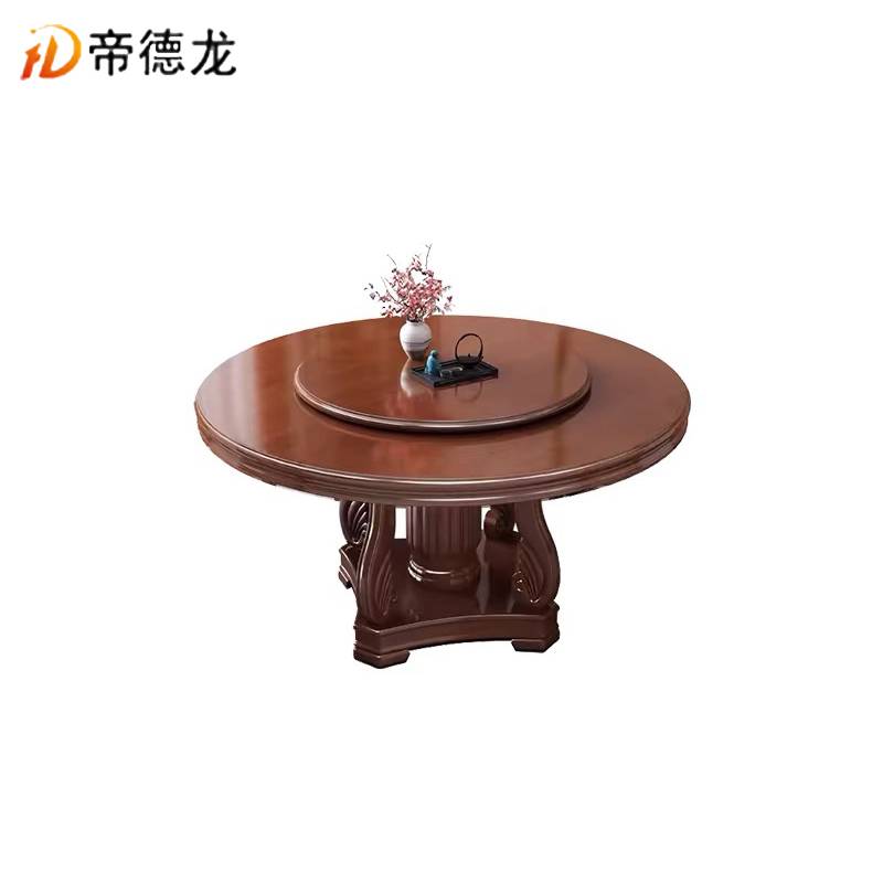 帝德龙实木圆桌餐桌CZ-M1 1500*1500*740mm高清大图