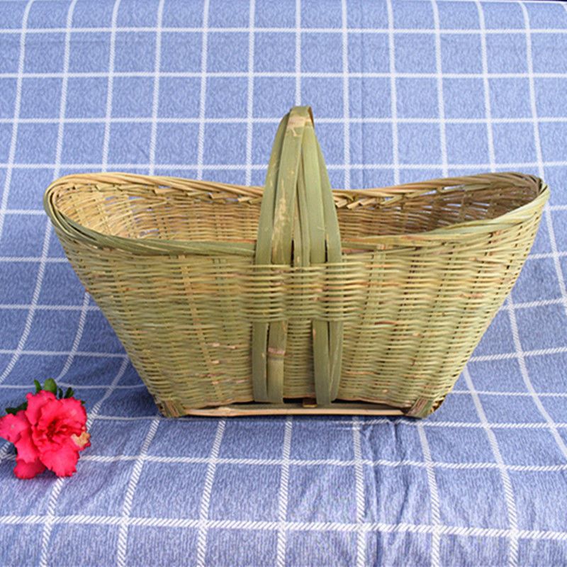 小号口径30cm竹篮子竹编篮子手提编织藤编竹编簸箕竹编家用竹篮子手提