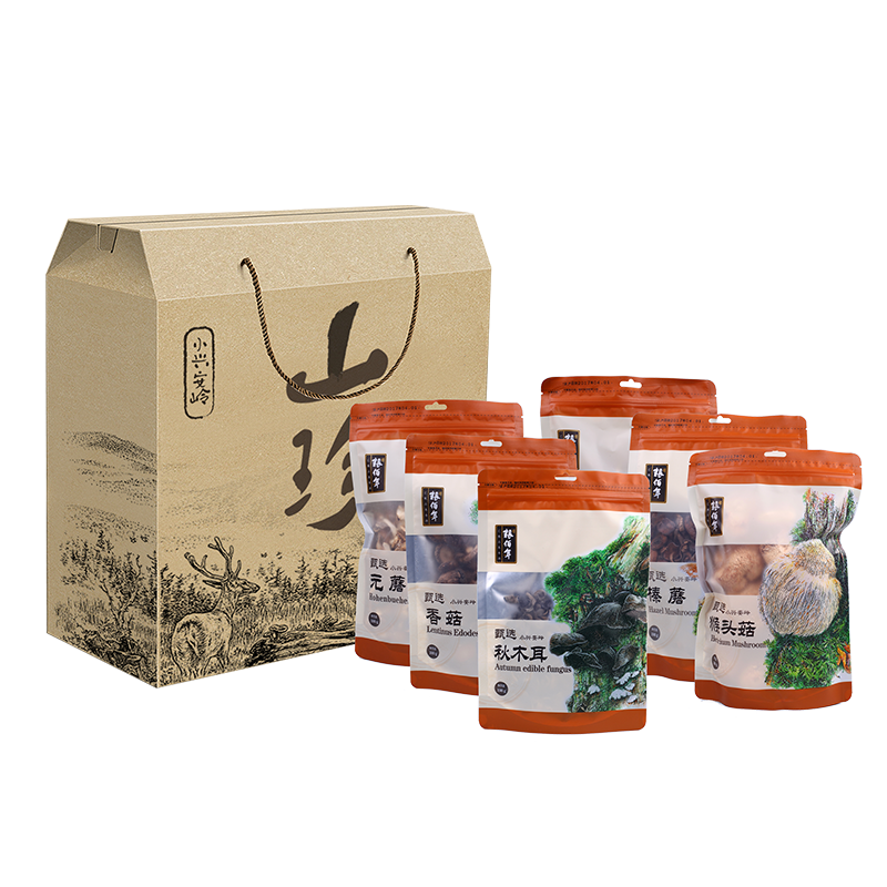 粮佰年 山野珍品礼盒600g 小兴安岭特产 干货菌菇 东北特产 (单位:盒)