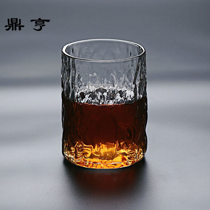 鼎亨日式锤目纹树纹耐高温泡茶杯耐热玻璃水杯饮料果汁啤酒单杯家