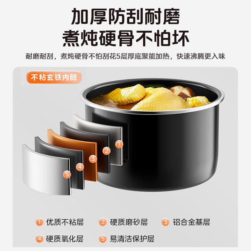美的(Midea)电压力锅5升双胆家用高压锅全自动智能煲汤煮饭煮粥锅电饭煲4-6人 MY-E5329高清大图
