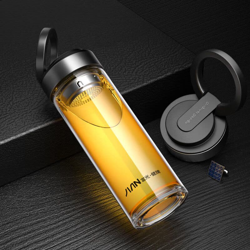 富光 X1902-SH-360 360ml 尚泽带拎手双层玻璃杯水杯茶杯图片