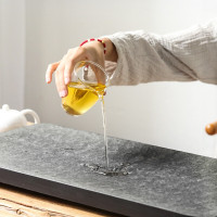 領藝 乌金石茶盘茶台办公家用天然简约大号石头小茶台茶海不含茶具 无界乌金石50x25