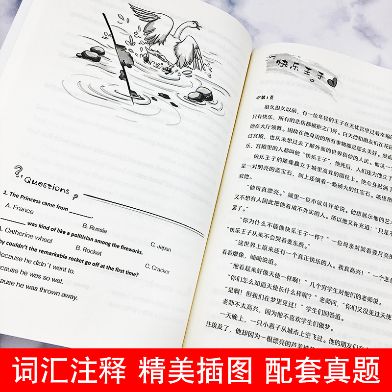 [正版]快乐王子和其他故事床头灯英语1000词书虫系列英语阅读英文小说读物书籍轻松英语名作欣赏小学初中生四五六七年级课外高清大图