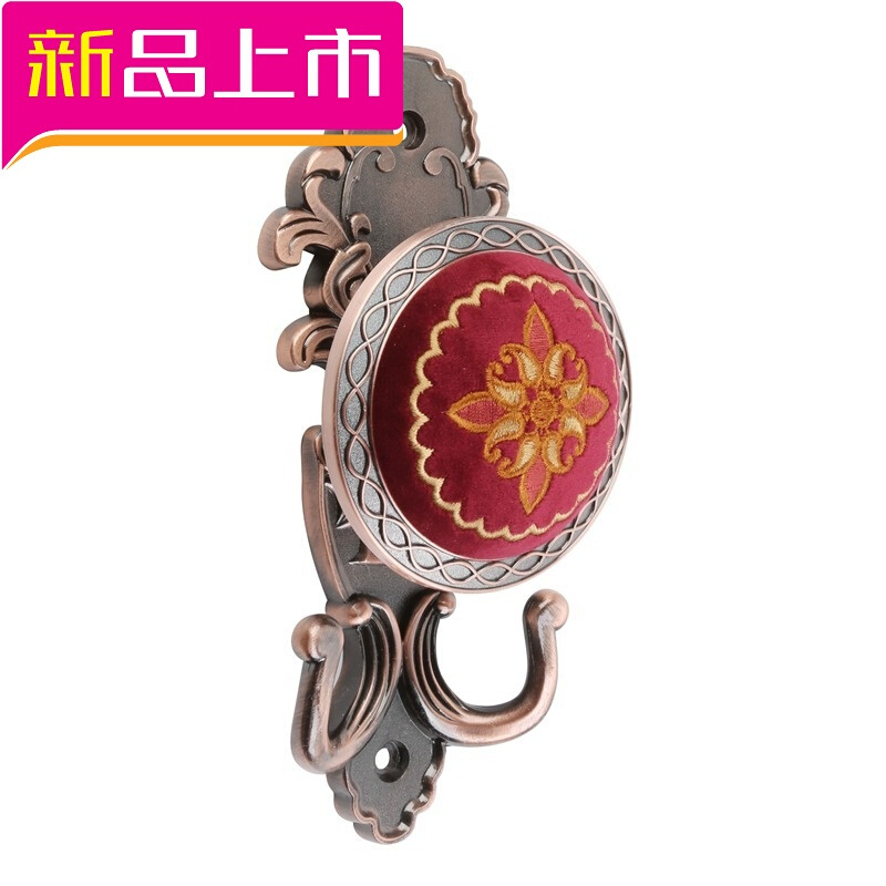 法式窗帘挂钩锌合金属双钩精品欧式创意墙钩壁挂绑带钩深红+红古铜(一对)