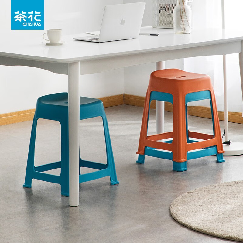 茶花(CHAHUA)其他日杂小件家用成人塑料防滑贝壳高凳109002蓝色高清大图
