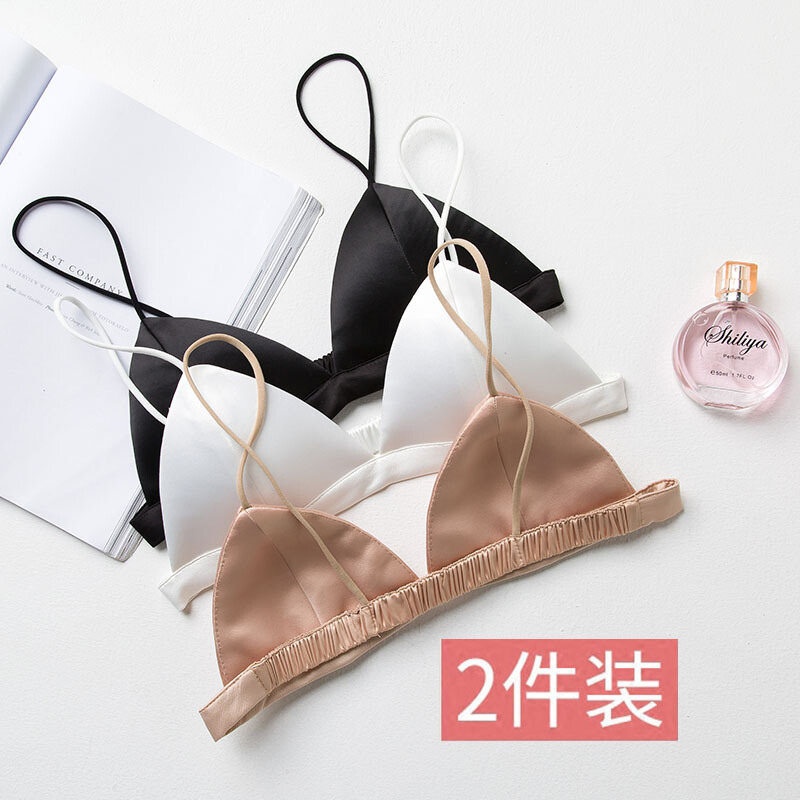 胸蕾丝内衣无钢圈薄款背法式三角杯文胸细肩带抹胸裹胸黑蕾丝款一件