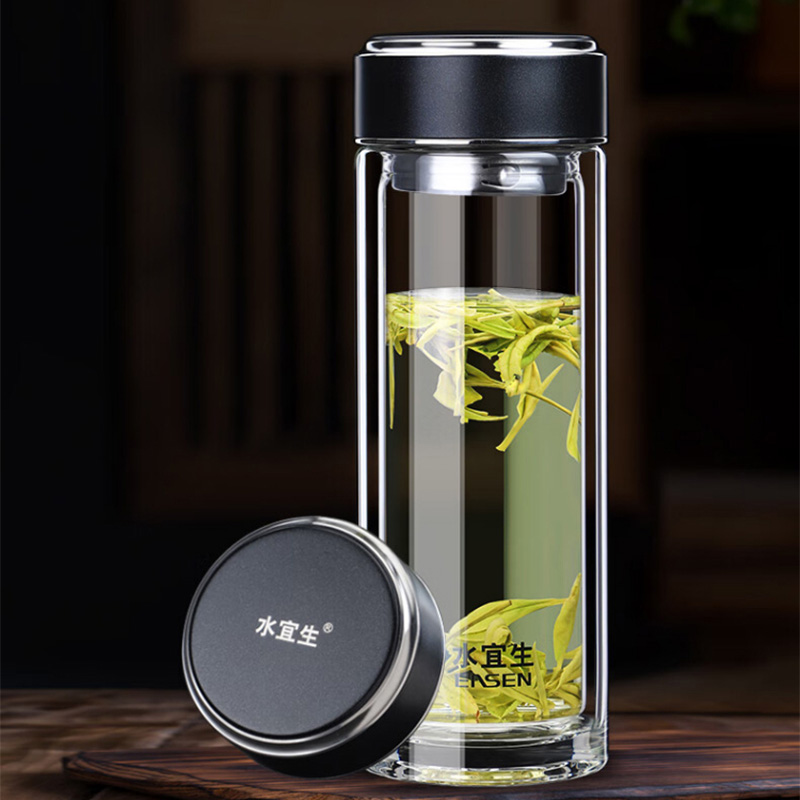 水宜生双层玻璃泡茶杯320mlG268密封防漏(颜色随机)高清大图