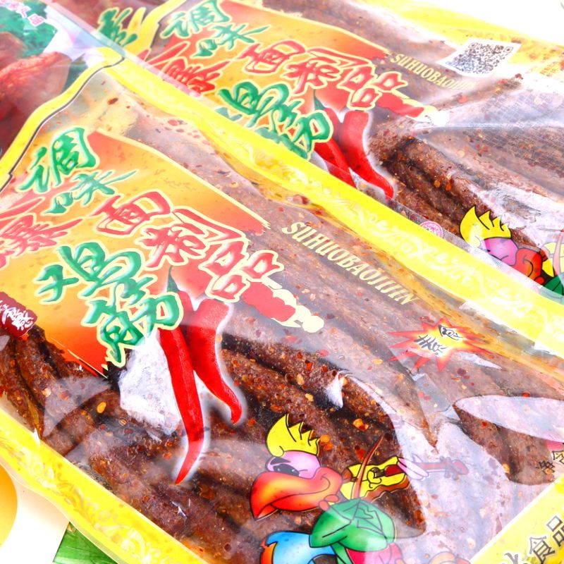 君仔素火爆鸡筋210g大包装辣条零食批发小时候休闲麻辣零食小吃 火爆