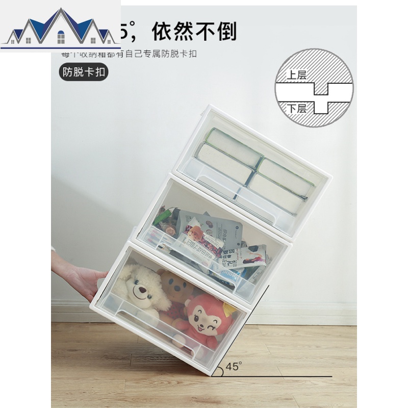 抽屉式收纳箱塑料透明箱子衣服收拉箱储物箱衣物整理箱衣柜收纳盒 三维工匠高清大图