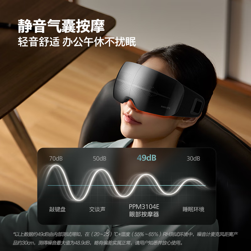 飞利浦(PHILIPS)眼部按摩仪[静音午睡宝]按摩眼罩眼睛按摩器热敷护眼仪疲劳舒缓3104E高清大图
