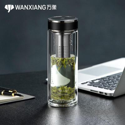 万象 双层玻璃杯 V52L黑色350ML
