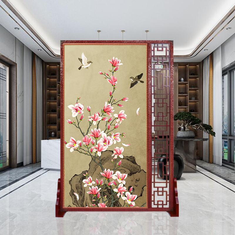 BONJEAN中式屏风隔断装饰客厅实木简约现代小户型卧室玄关双面移动座屏高清大图