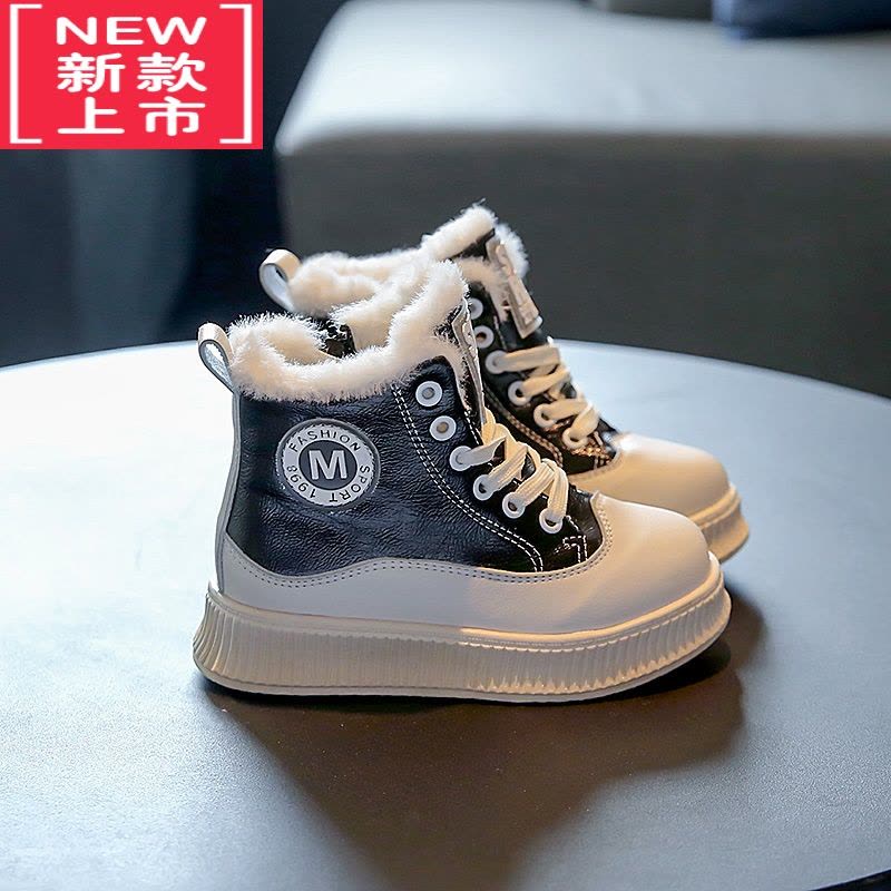 可莉允儿童雪地靴一体女童鞋冬季女童靴子大童加绒加厚棉鞋防水防滑图片