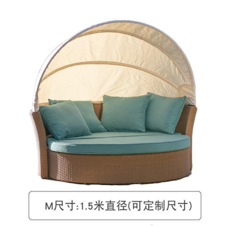森美人户外大圆床休闲泳池藤编创意沙发床沙滩酒店躺床阳台懒人躺椅家具 M款