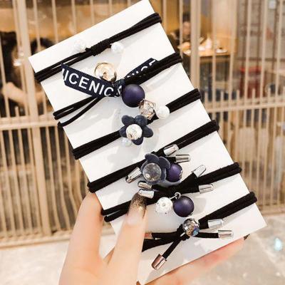 花开万年6件套蓝色 简约op袋装 『特价抢6-24发圈』头绳成人儿童女绑头发扎马尾橡皮筋套发绳发饰