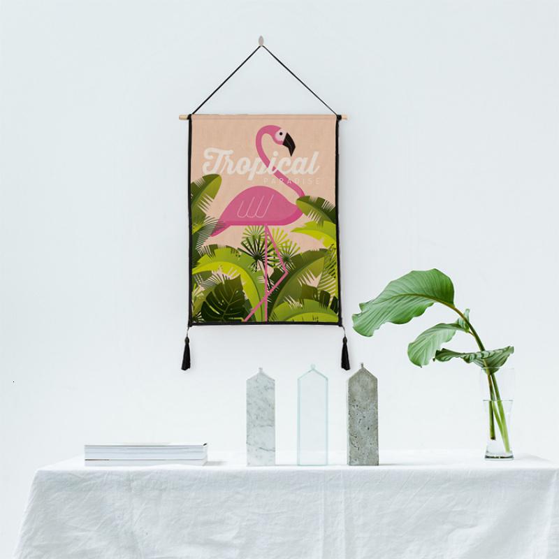 美帮汇北欧风 火烈鸟系列挂画挂毯壁挂 客厅走廊房间装饰画高清大图