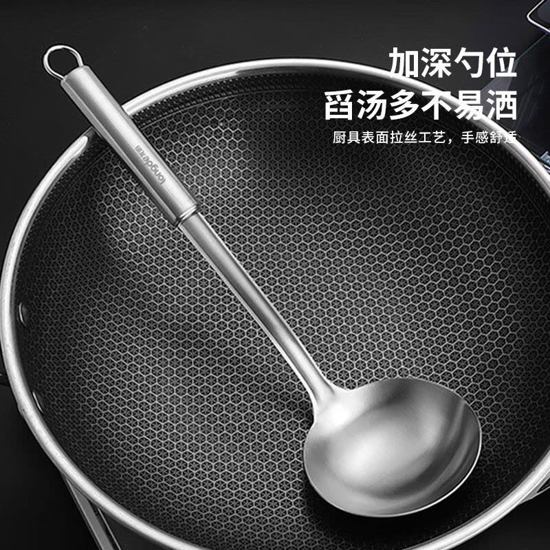 龙的(Longde)LD-CJ890-5不锈钢锅铲炊具5件套家用厨房铲勺全套炒菜铲子木柄厨具套装图片