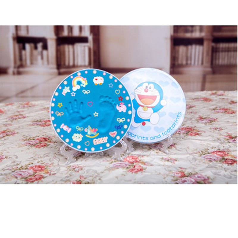 D啦A梦+天蓝泥/海蓝泥/粉泥/红泥/紫泥--婴儿宝宝手脚印手印泥手足印泥儿童新生儿出生百天周岁纪念品礼物