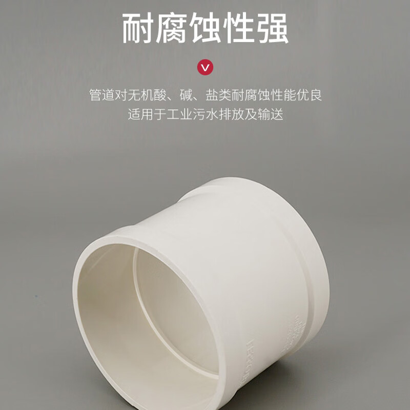 3M 联塑 LESSO 直通(管箍)PVC-U排水配件白色 dn50[10个装]高清大图