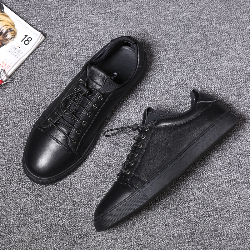 奥康男鞋真皮新款秋季韩版潮流休闲鞋皮鞋黑色板鞋男英伦百搭潮鞋