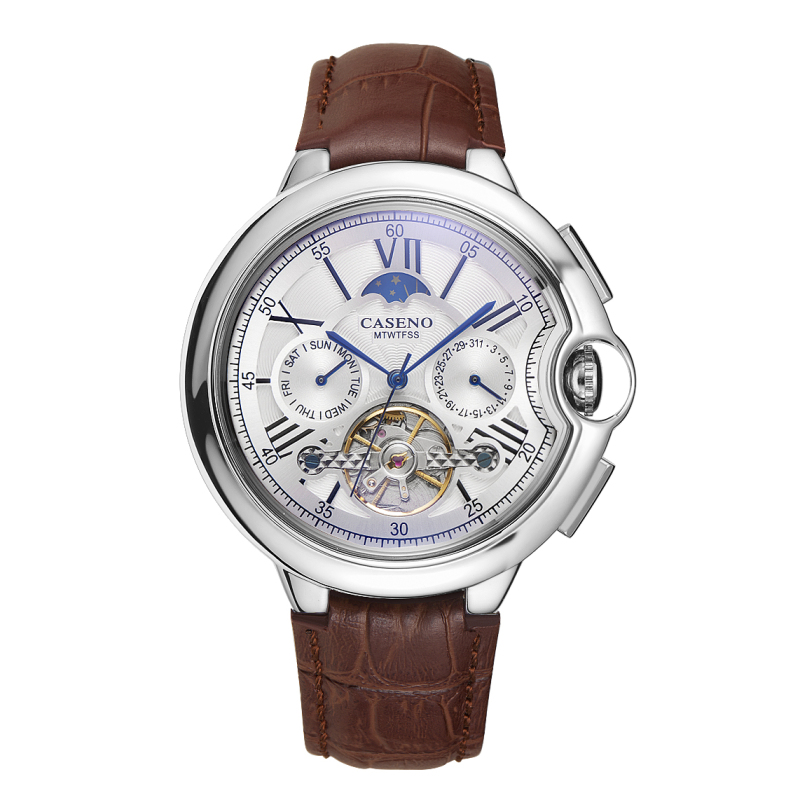 2022新款正品caseno经典罗马系列全自动机械表男士镂空陀飞轮星辰日月