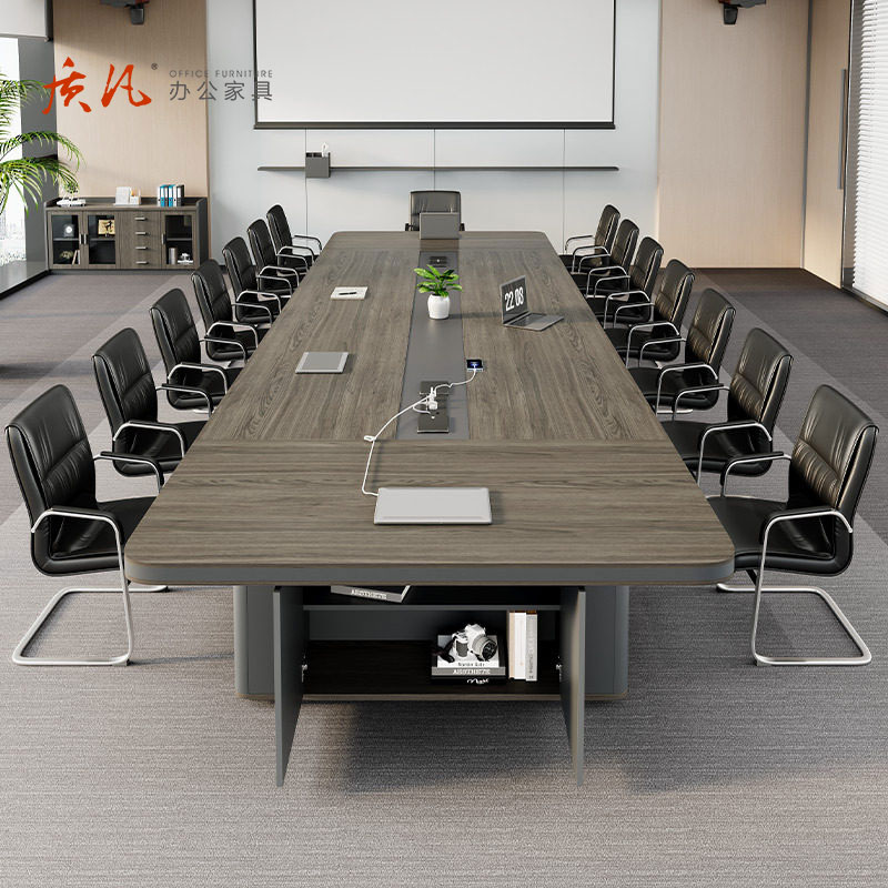 苏宁 质凡 办公家具 办公会议桌长条洽谈培训开会桌 5.0米会议桌高清大图