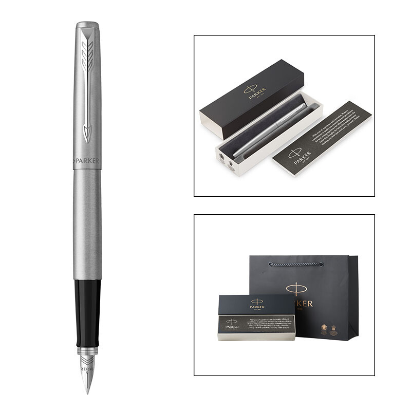 派克(PARKER)钢笔 乔特系列钢杆白夹墨水笔