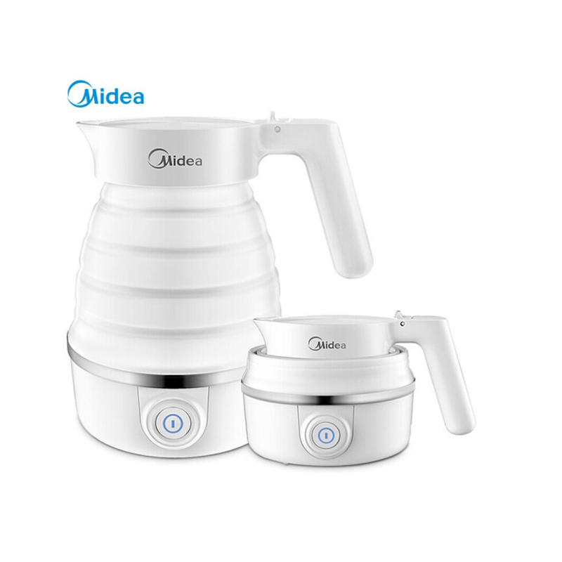 美的 电热水壶迷你电茶壶食品级硅胶 折叠水壶旅行携带0.6L 智能防干烧家用开水壶 MK-SH06Simple101