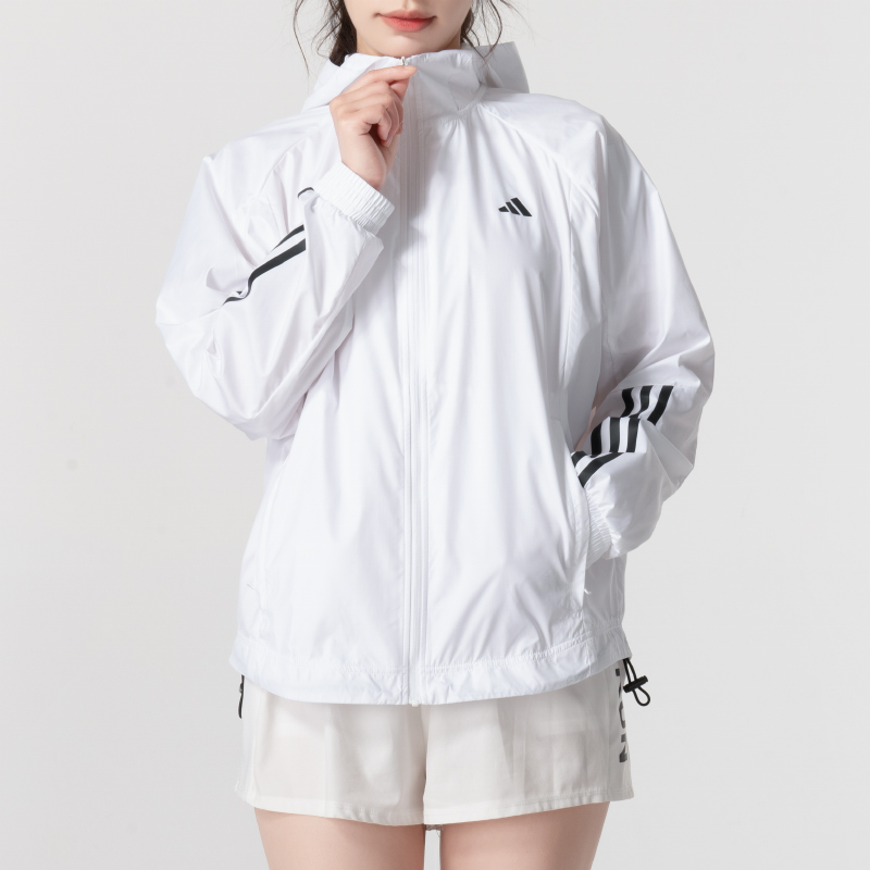Adidas/阿迪达斯女子新款梭织连帽休闲运动健身夹克外套IS8042ZP高清大图