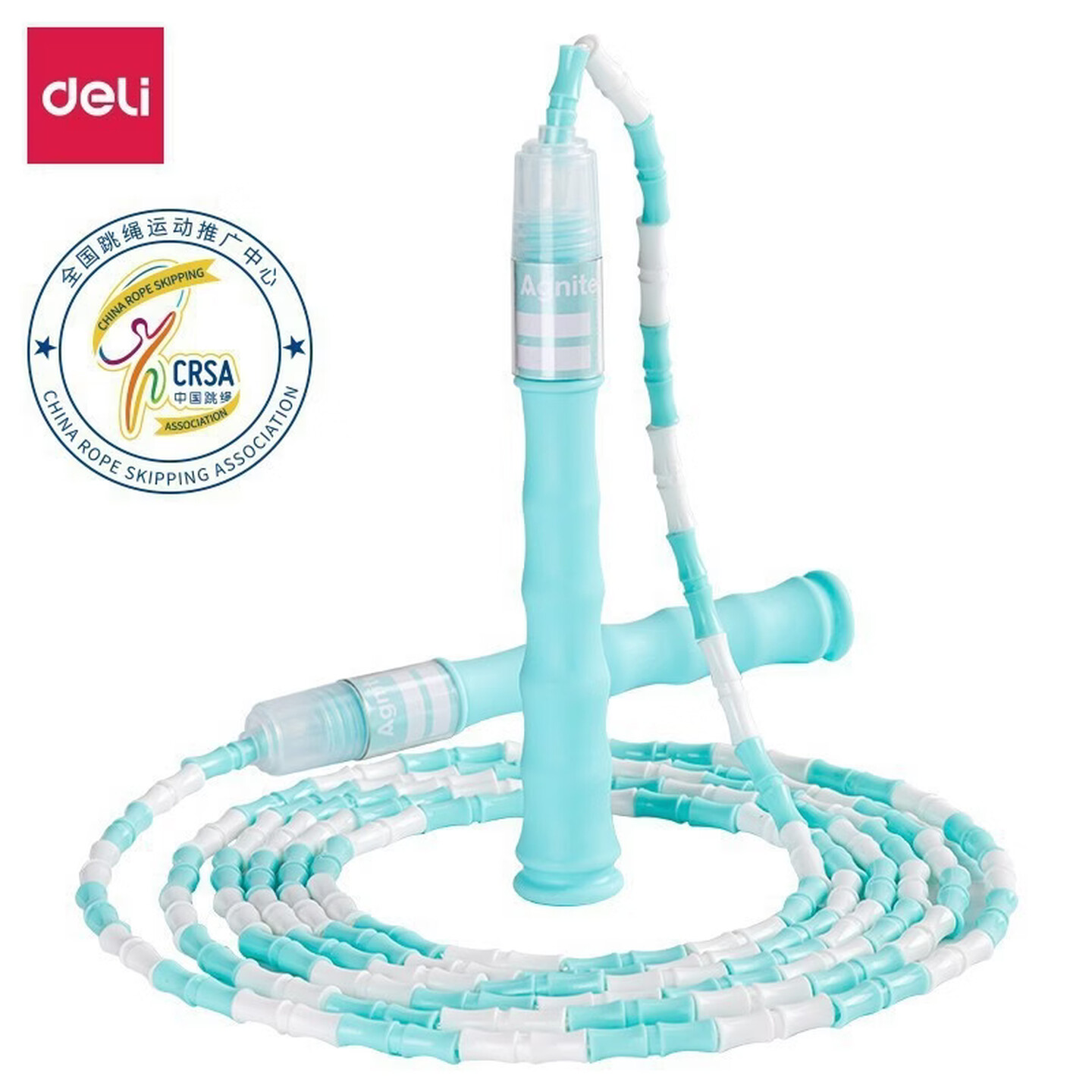 得力(deli)竹节跳绳儿童小学生幼儿园初学专用跳绳运动可调节跳绳中考用 F4104蓝色 一条