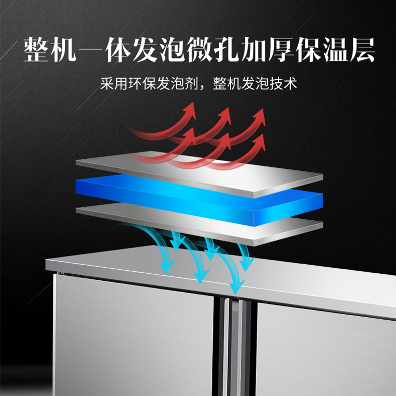 澳柯玛(AUCMA) 展示柜 HC-18A8W 风冷款工作台全冷藏展示柜保鲜平冷厨房不锈钢1.8米长0.8米宽