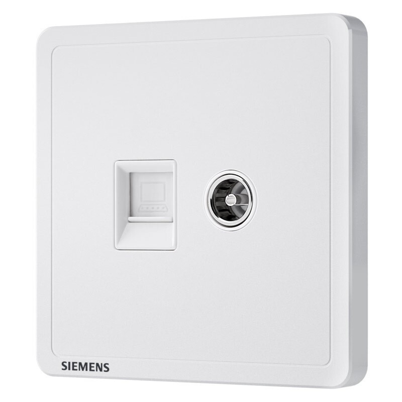 西门子(SIEMENS)开关插座面板 致典系列雅白色开关插座 电视+电脑插座