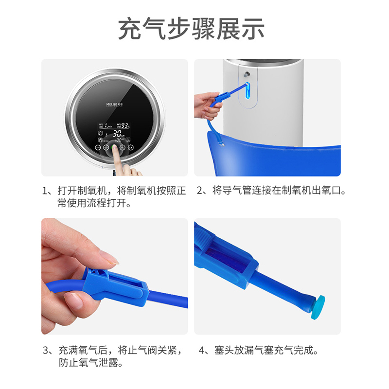 美菱(MELING)制氧机呼吸配件氧气包家用便携式吸氧孕妇用老人用高原急救氧气包42L大容量