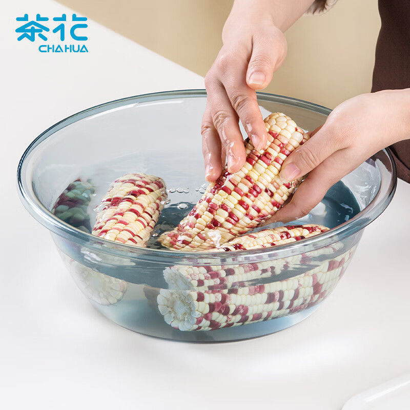 CHAHUA茶花塑料盆37cm1只洗脸盆子大号洗菜洗衣盆加厚透明泡脚盆洗脚盆*115005