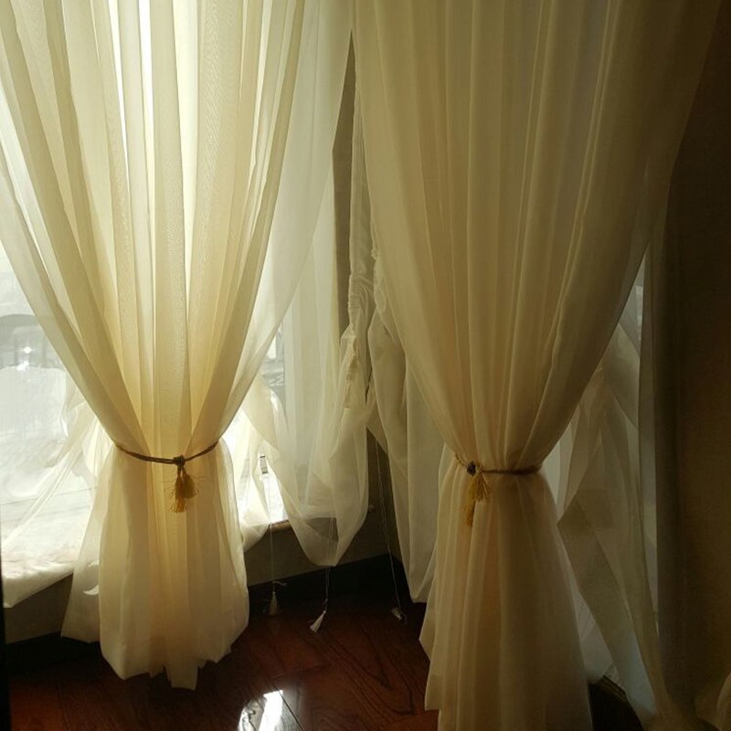 美帮汇挡风现代简约色北欧客厅定制窗纱卧室阳台隔断飘窗白纱窗帘布th 米色乱麻纱 宽3.0*高2.7（挂钩加工可改短）