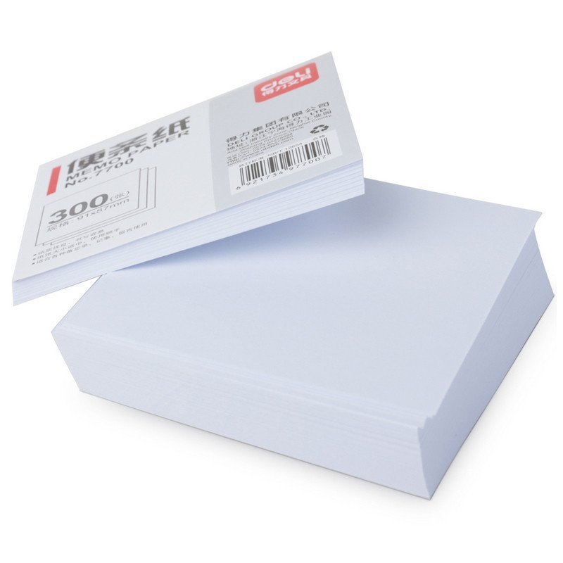 得力(deli)7700便条纸91*87(白色) 一包装(价格为单包价格,起订量10包,不足起订量不发货)