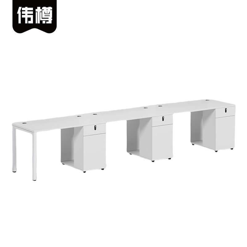 伟樽办公桌三人位360*60*75cm张高清大图