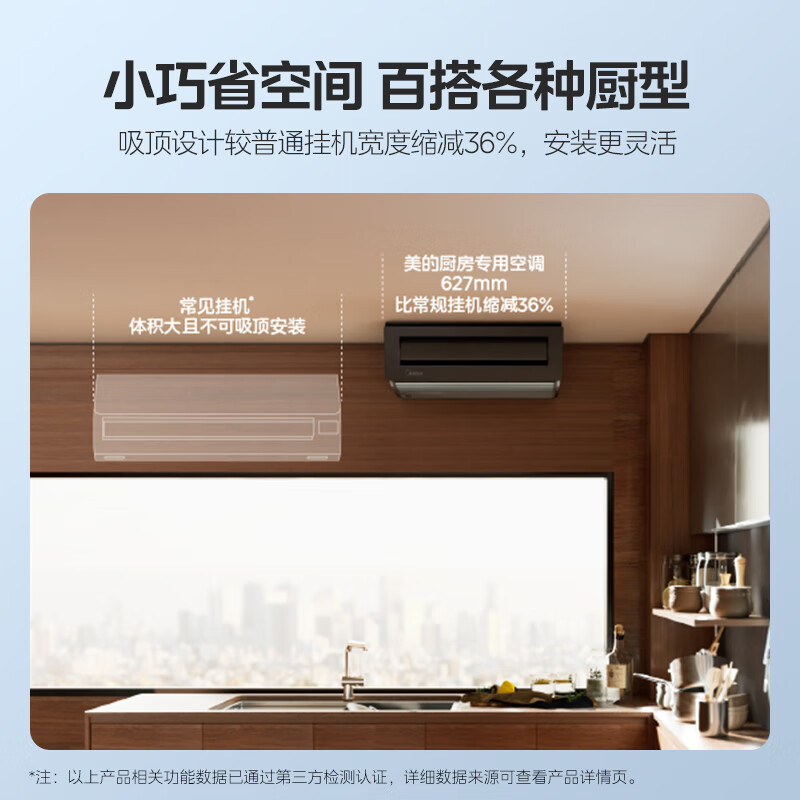 美的厨房空调家用厨房专用1.5匹厨清凉变频集成吊顶式大冷量防油烟省电厨房空调CKF-35XW/BN8Y-XD200极地白高清大图