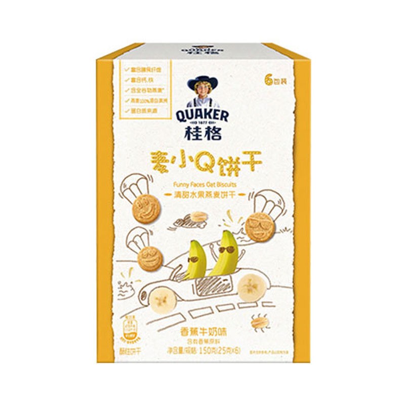 桂格(QUAKER) 儿童麦小Q饼干香蕉牛奶味25克*6包