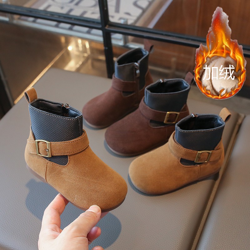 女童短靴秋冬季新款马丁靴英伦风皮靴女宝宝森系绒面靴子