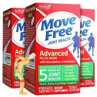 [三瓶装]旭福Schiff Move Free 维骨力氨糖软骨素关节灵骨胶原蛋白成人中老年人补钙呵护关节绿瓶120粒/瓶