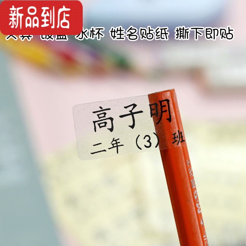 真智力姓名贴透明标签贴纸小学生文具名字贴班级可洗防水防撕名字贴定制 亚银 中号76贴图片